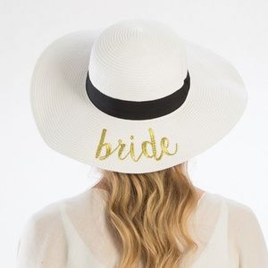 'Bride' Embroidery Straw Floppy Sun Hat